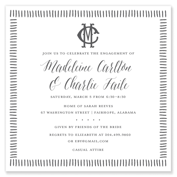 Monogram Square Shower Invitation