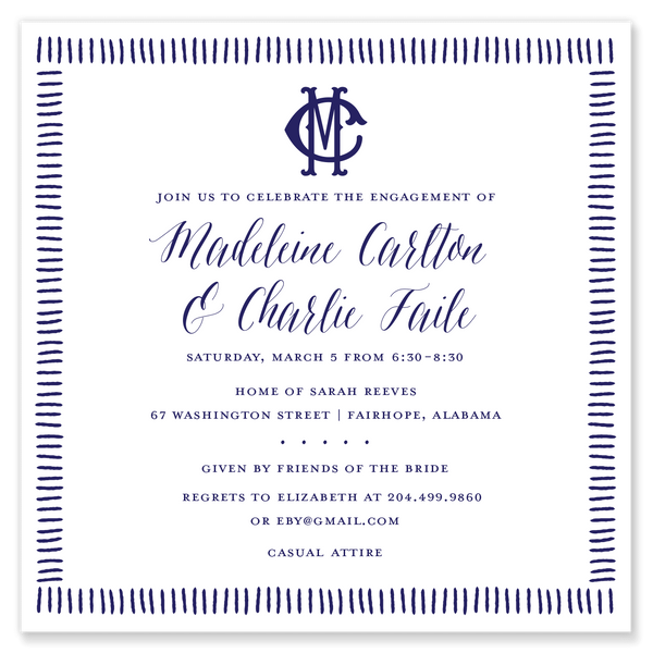 Monogram Square Shower Invitation