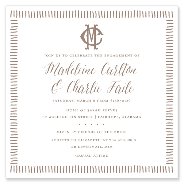 Monogram Square Shower Invitation