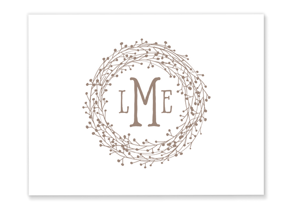 Monogram Nest Wreath Folded Note Card