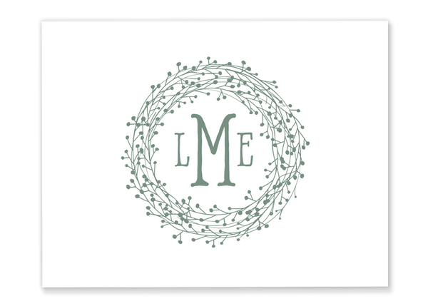 Monogram Nest Wreath Folded Note Card