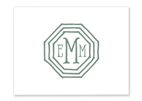 Octagonal Monogram Folded Note Card