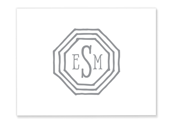 Octagonal Monogram Folded Note Card