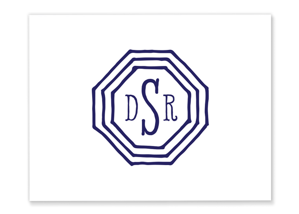 Octagonal Monogram Folded Note Card