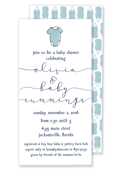 Olivia Onesie Shower invitation