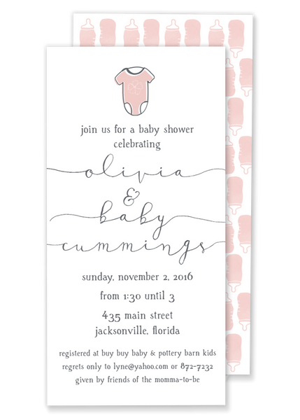 Olivia Onesie Shower invitation