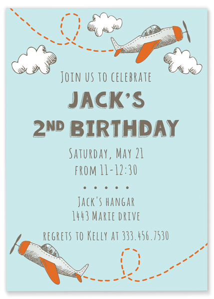 Plane Birthday Invitation