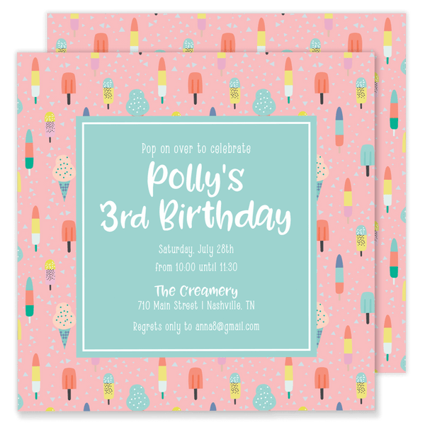 Polly Pop Birthday Party Invitation