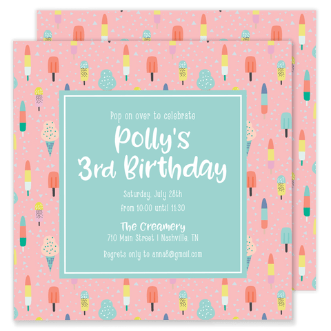 Polly Pop Birthday Party Invitation