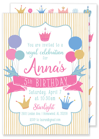 Princess Party Hat Birthday Party Invitation