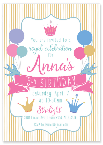 Princess Party Hat Birthday Party Invitation