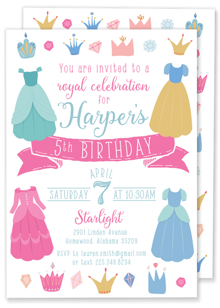 Princess Dress Birthday Party Invitation
