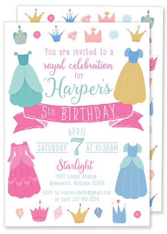 Princess Dress Birthday Party Invitation