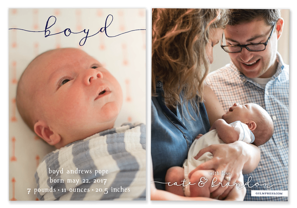 blue boy script name birth announcement