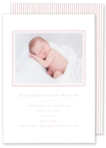 classic framed girl birth announcement pink