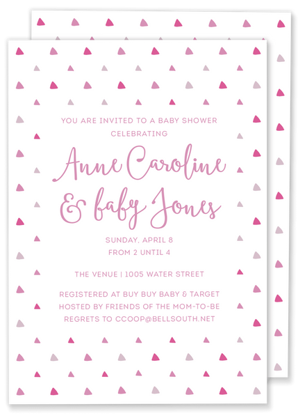 triangle baby shower invitation pink