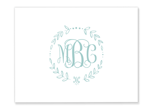 Vine Wreath Monogram Folded Note Card