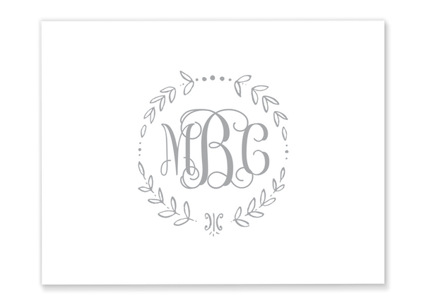 Vine Wreath Monogram Folded Note Card