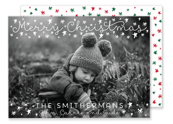 White Christmas Stars Card