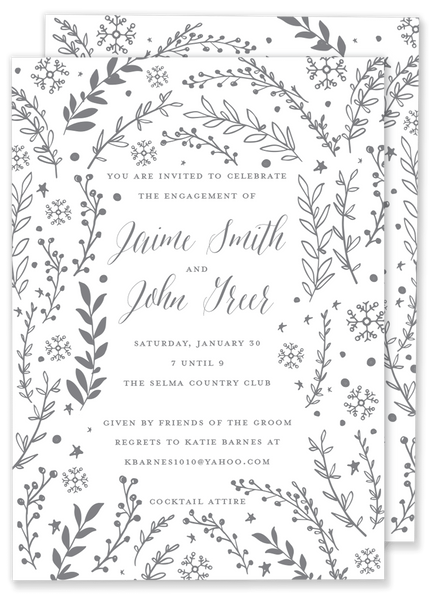 Winter Foliage shower invitation