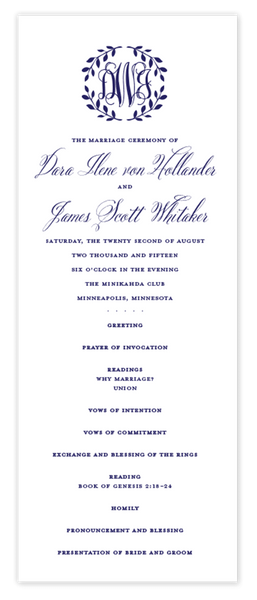 Wreath Monogram \\ Flat Wedding Program