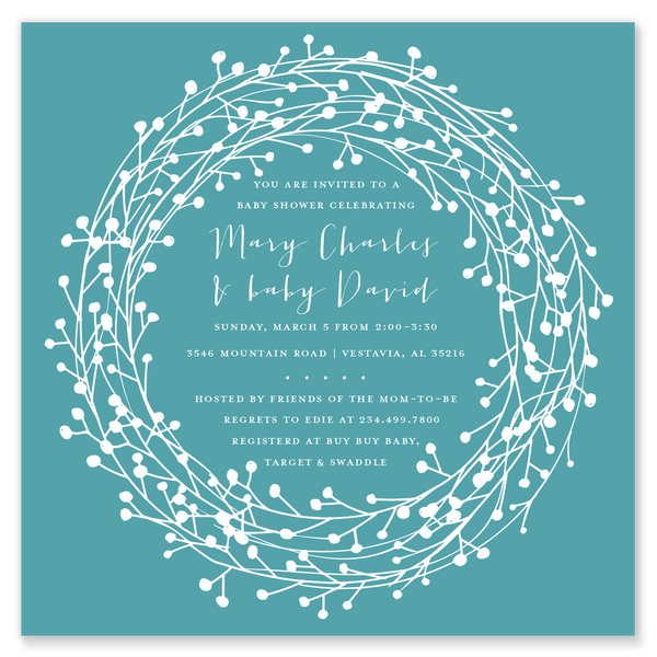 Wreath Square Shower Invitation