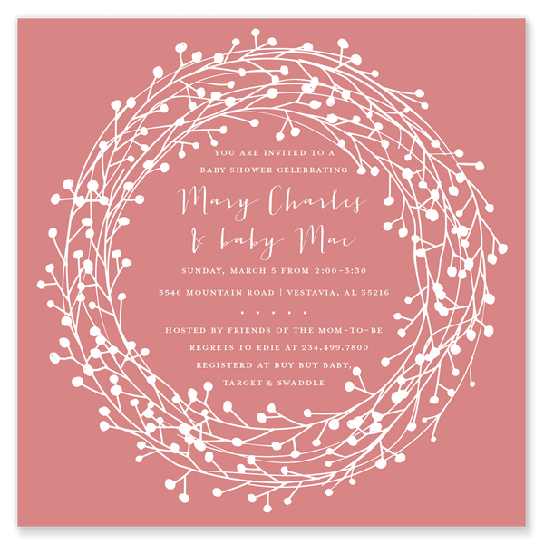 Wreath Square Shower Invitation