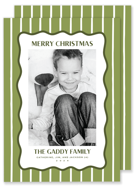 Gaddy Green Stripe Christmas Card