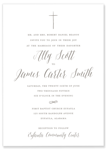 hand drawn cross wedding invitation 