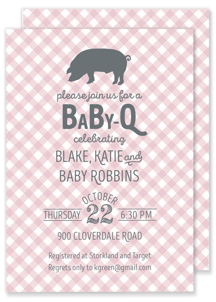 baby q bbq themed baby shower invitation pink