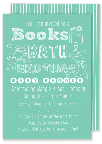 Books Bath and Bedtime Baby Shower Invitation
