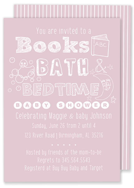 books bath and bedtime baby shower pink
