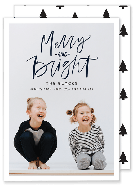 Black and White Merry and Bright Christmas Card