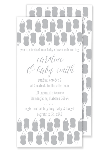 grey bottle baby shower invitation