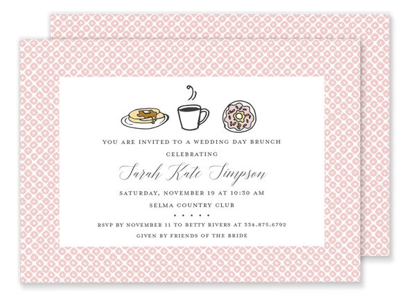 brunch breakfast baby shower invitation pink