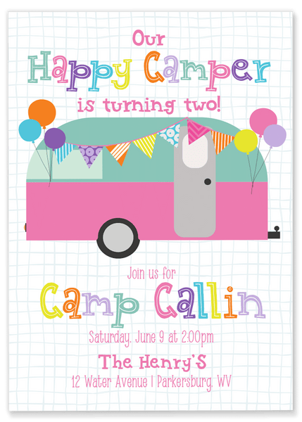 Happy Camper Birthday Party Invitation