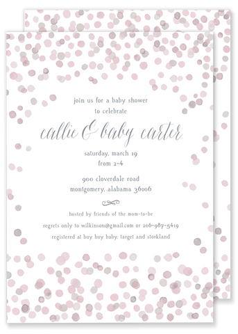 pink confetti baby shower wedding shower invitation