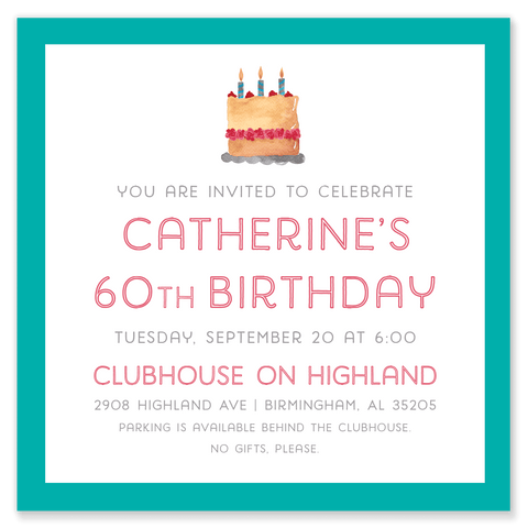 Catherine's Cake Birthday Party Invitation