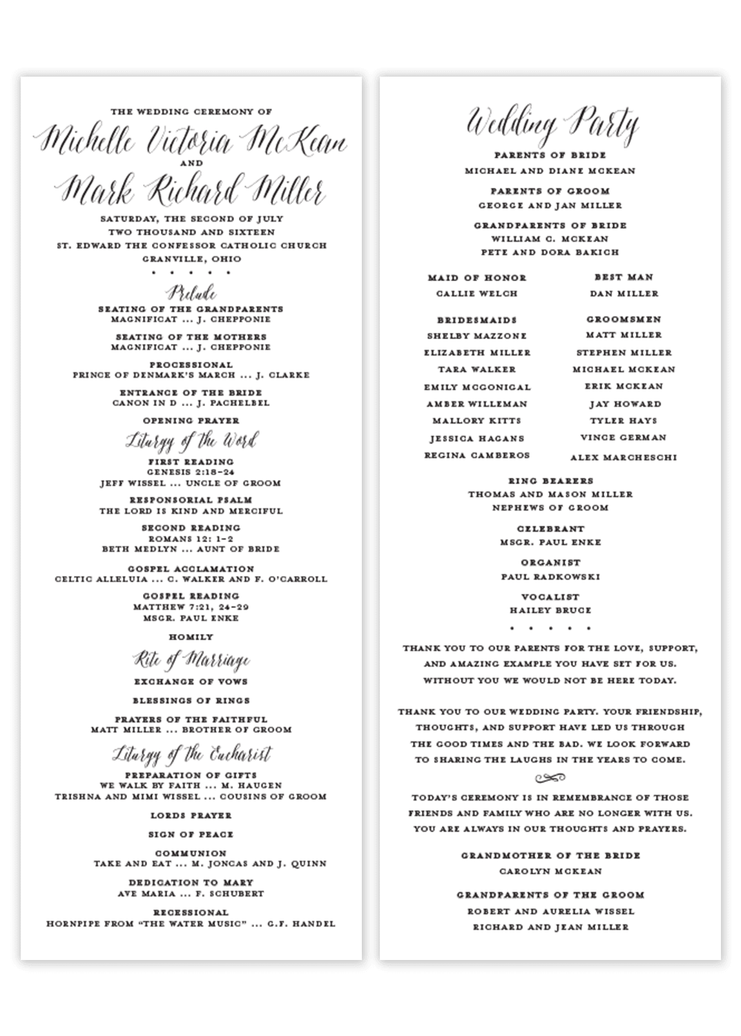 Program Caligrophy Calligraphy wedding program | Beachweddingtips.com