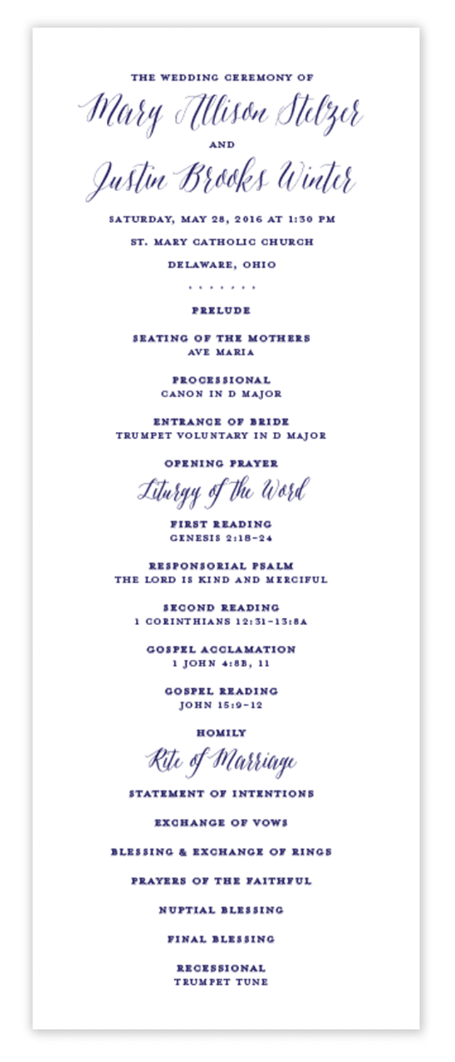 Program Caligrophy Calligraphy wedding program | Honestweddingadvice.com
