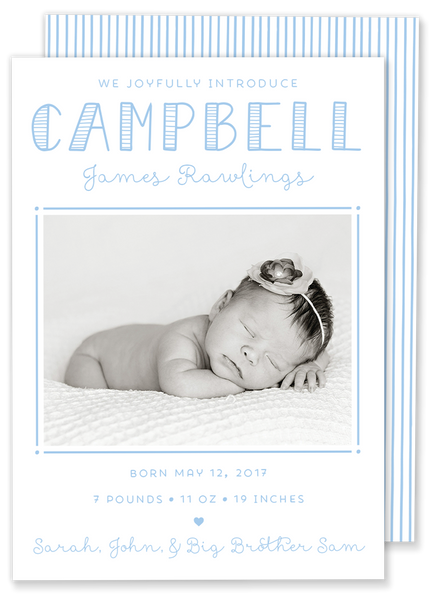 Classic Campbell Framed Birth Announcement