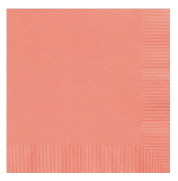Coral Cocktail Napkin with Foil Imprint