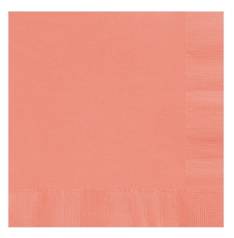Coral Cocktail Napkin with Foil Imprint