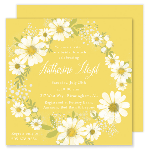 Daisy Wreath Bridal Brunch Invitation