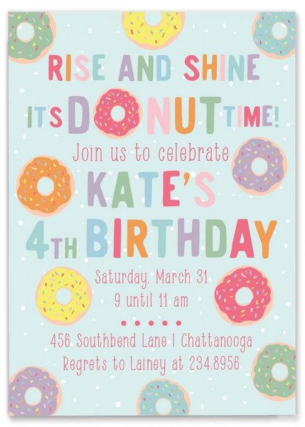 Donut Time Birthday Party Invitation