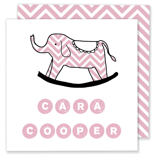 pink chevron elephant calling card enclosure card gift tag