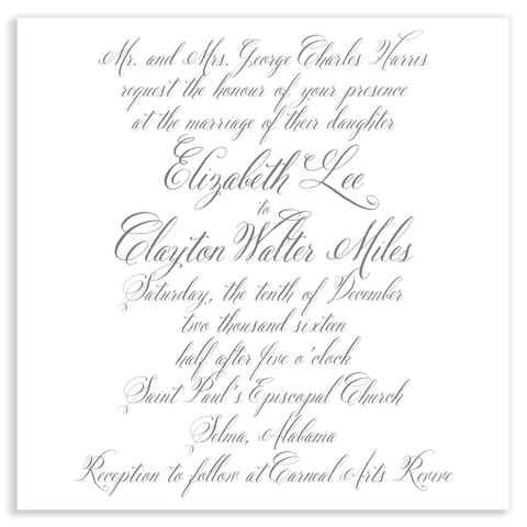Full Calligraphy Wedding Invitation