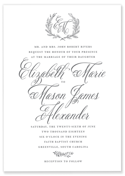 Elizabeth Marie Laurel Wedding Invitation