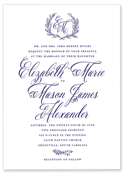 Elizabeth Marie Laurel Wedding Invitation