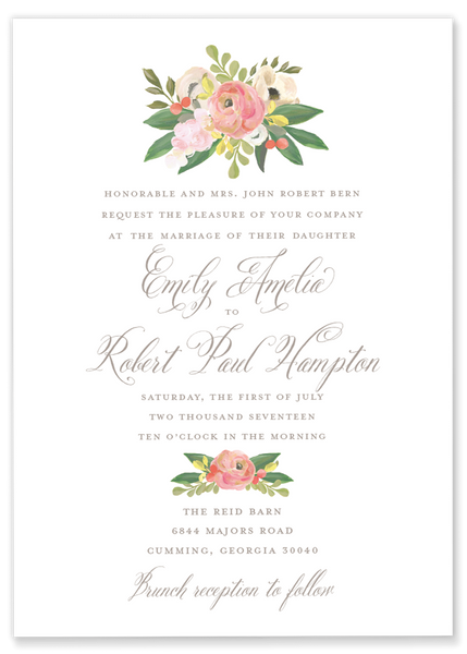 Emily Amelia Pink Floral Wedding Invitation